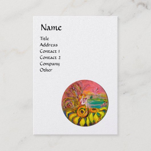 ひまわりの黄色いピンクの白い真珠の妖精 名刺 (正面)