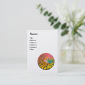 ひまわりの黄色いピンクの白い真珠の妖精 名刺 (スタンド正面)