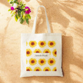 ひまわりの黄色と白の花柄 トートバッグ