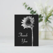 ひまわりの黒と白の写真 - ありがとう ポストカード (スタンド正面)