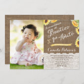 ひまわりの1歳の誕生日と洗礼 | 誕生日と洗礼 招待状 (正面/裏面)