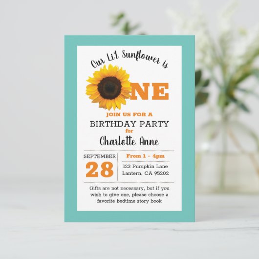 ひまわりの1歳誕生日 招待状 (スタンド正面)