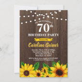 ひまわりの70歳の誕生日招待状。どんな年齢でも 招待状 (正面)