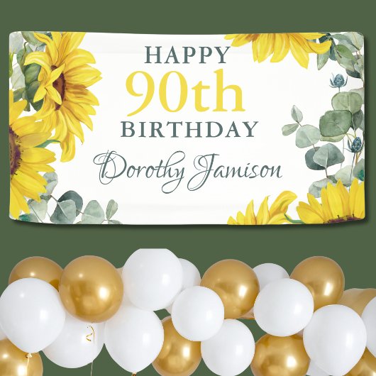 ひまわりの90歳の誕生日パーティー 横断幕
