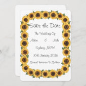 ひまわりの「保存日」カード 招待状 (正面/裏面)