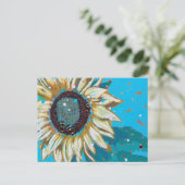 ひまわりの（昆虫）マルハナバチが3つ ポストカード (スタンド正面)