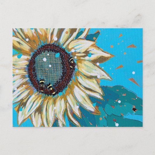 ひまわりの（昆虫）マルハナバチが3つ ポストカード (正面)