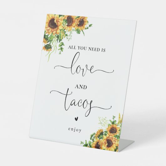 ひまわりのLove+and+Tacosサイン 台座サイン (正面)