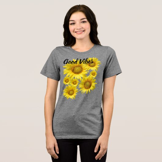 ひまわりのTシャツ、グッドバイブス トライブレンドTシャツ (正面全面)