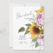 ひまわりはっきりしたピンクフローラエレガントブライダルシャワー 招待状 (正面)
