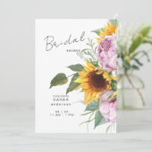 ひまわりはっきりしたピンクフローラエレガントブライダルシャワー 招待状 (スタンド正面)