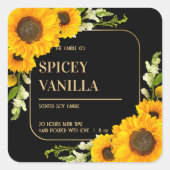 ひまわりはっきりしたフローラ金ゴールド高級しょうゆキャンドルラベル スクエアシール (正面)