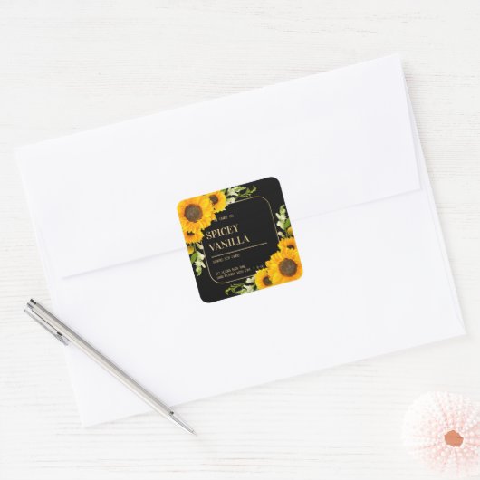 ひまわりはっきりしたフローラ金ゴールド高級しょうゆキャンドルラベル スクエアシール (封筒)