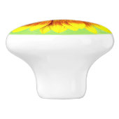 ひまわりはっきりしたフローラ黄色と緑の花 セラミックノブ (側面)