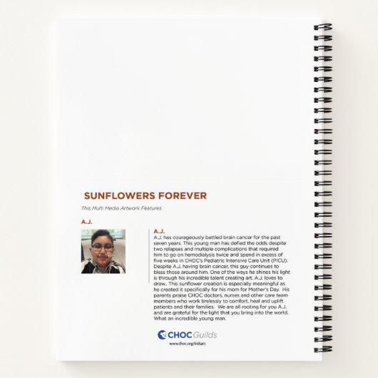 ひまわりは永遠に - CHOCのための子供たちの芸術 ノートブック (裏面)