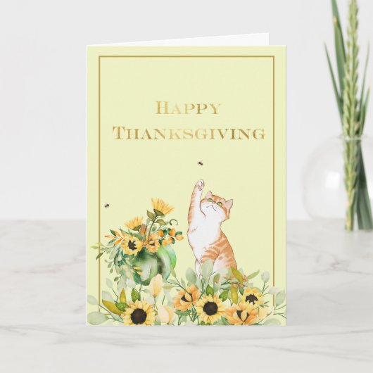 ひまわりよくはしゃぐ付き猫 カード (正面)
