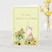 ひまわりよくはしゃぐ付き猫 カード (黄色い花)