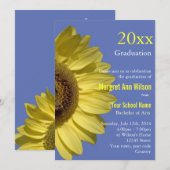ひまわりを使ったお祝い、卒業式。 招待状 (正面/裏面)