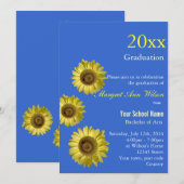 ひまわりを使ったお祝い、卒業式。 招待状 (正面/裏面)