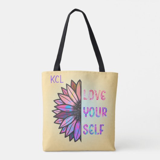 ひまわりを愛パーソナライズされたす感動的る トートバッグ (裏面)