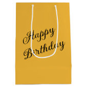 ひまわりを抱えた誕生日の小さな女の子 ミディアムペーパーバッグ (裏面)