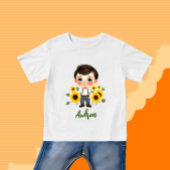 ひまわりを持った小さな少年 ベビーTシャツ