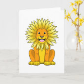 ひまわりを持つライオン カード (黄色い花)