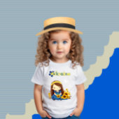 ひまわりを持つ小さな少女 トドラーTシャツ