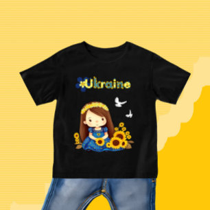 ひまわりを持つ小さな少女 トドラーTシャツ