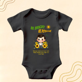 ひまわりを持つ小さな少年 ベビーボディスーツ