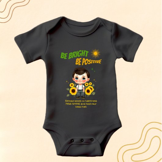 ひまわりを持つ小さな少年 ベビーボディスーツ