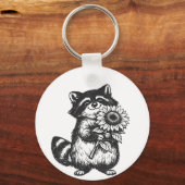 ひまわりを持つ幸せを運ぶクマのトートバッグ キーホルダー (正面)