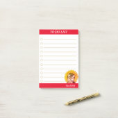 ひまわりを飾った赤と白のTODOリストの可愛い犬 ポストイット (デスク上)