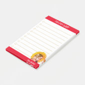 ひまわりを飾った赤と白のTODOリストの可愛い犬 ポストイット (アングル)