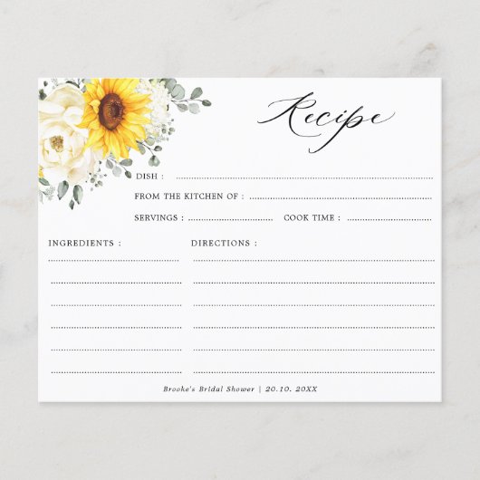 ひまわりアイボリー牡丹フローラブライダルシャワーレシピ (正面)