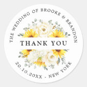 ひまわりアイボリー牡丹フローラ結婚ズサンキュー ラウンドシール (正面)