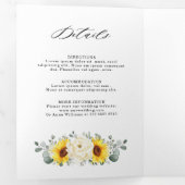 ひまわりアイボリー牡丹フローラQRコード結婚ズ 三つ折り案内状 (内部最初)