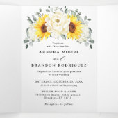 ひまわりアイボリー牡丹フローラQRコード結婚ズ 三つ折り案内状 (内部中)