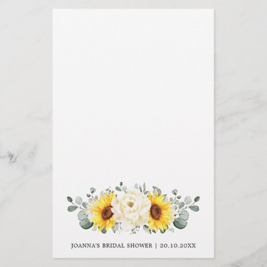 ひまわりアイボリー牡丹ブライダルシャワーゲーム誰が推測 (裏面)