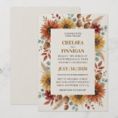 ひまわりアウトドアチック秋の招待状 招待状 (正面/裏面)