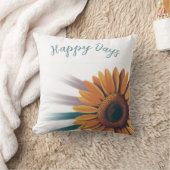 ひまわりアクセント装飾用クッション- "ハッピー日" クッション (ブランケット)