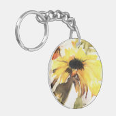 ひまわりアクリルキーチェーン、ラウンド（両面） キーホルダー (正面左)