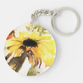 ひまわりアクリルキーチェーン、ラウンド（両面） キーホルダー (裏面)