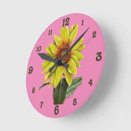 ひまわりアクリル壁掛け時計 ラウンド壁時計 (傾斜)
