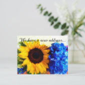 ひまわりアジサイ新しいホームアドレスハガキ 案内ポストカード (スタンド正面)