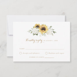 ひまわりアジサイ緑の結婚式RSVP 招待状