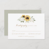 ひまわりアジサイ緑の結婚式RSVP 招待状 (正面/裏面)