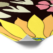 ひまわりアスターのチューリップとシームレスなパターン ポスター (角)