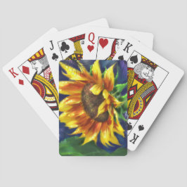 ひまわりアットナイトブルーイエローグリーンフラワーフローラ トランプ