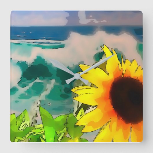 ひまわりアットビーチ スクエア壁時計 (正面)